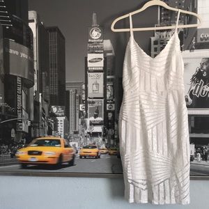 White sparkly body con dress